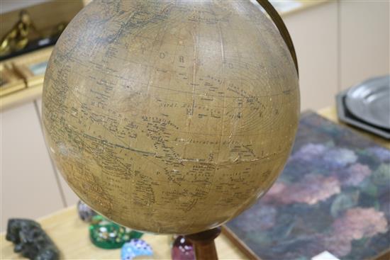 A Swedish 12 inch terrestrial globe c.1900 height 59cm
